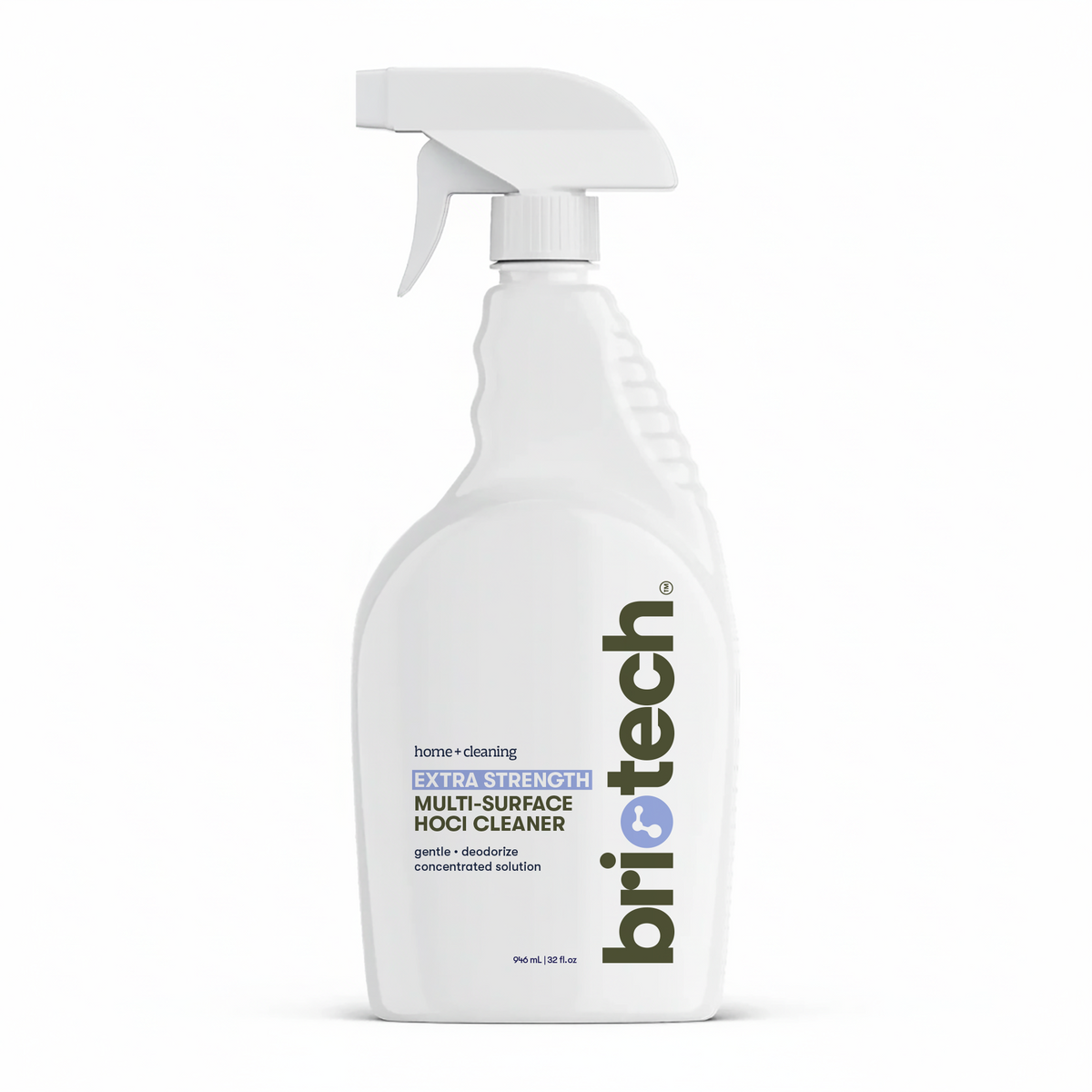 White Extra Strength HOCl spray bottle of multi-surface cleaner with a trigger nozzle.