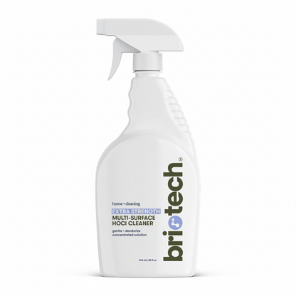 White Extra Strength HOCl spray bottle of multi-surface cleaner with a trigger nozzle.
