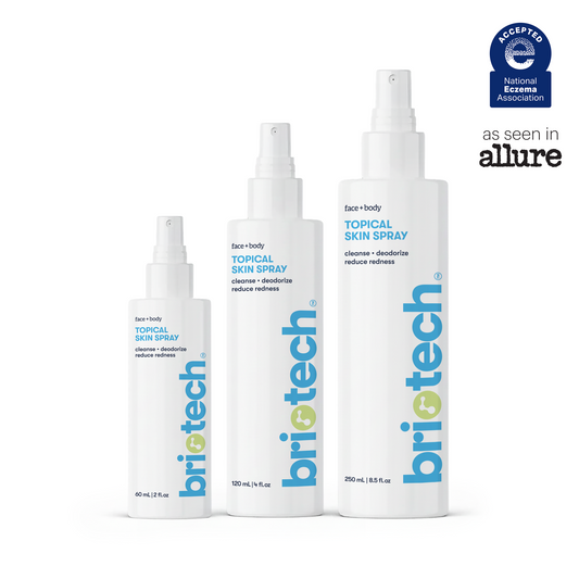 Topical Skin Spray Value Bundle - Multi-Size featuring three bottles labeled for face and body, each displaying the National Eczema Association seal and an Allure logo.
